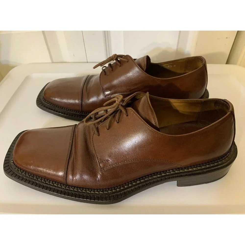 Olivier Men’s Sz‎ 9 1/2 D Brown Cap Shoe Very Fine Leather Made In Italy